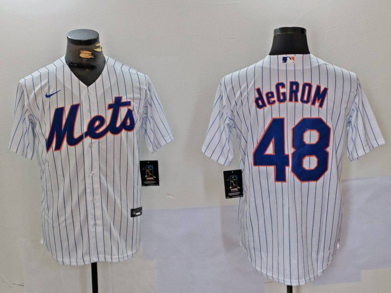 Men New York Mets #48 Degrom White Stripe Game 2024 Nike MLB Jersey style 1->new york mets->MLB Jersey